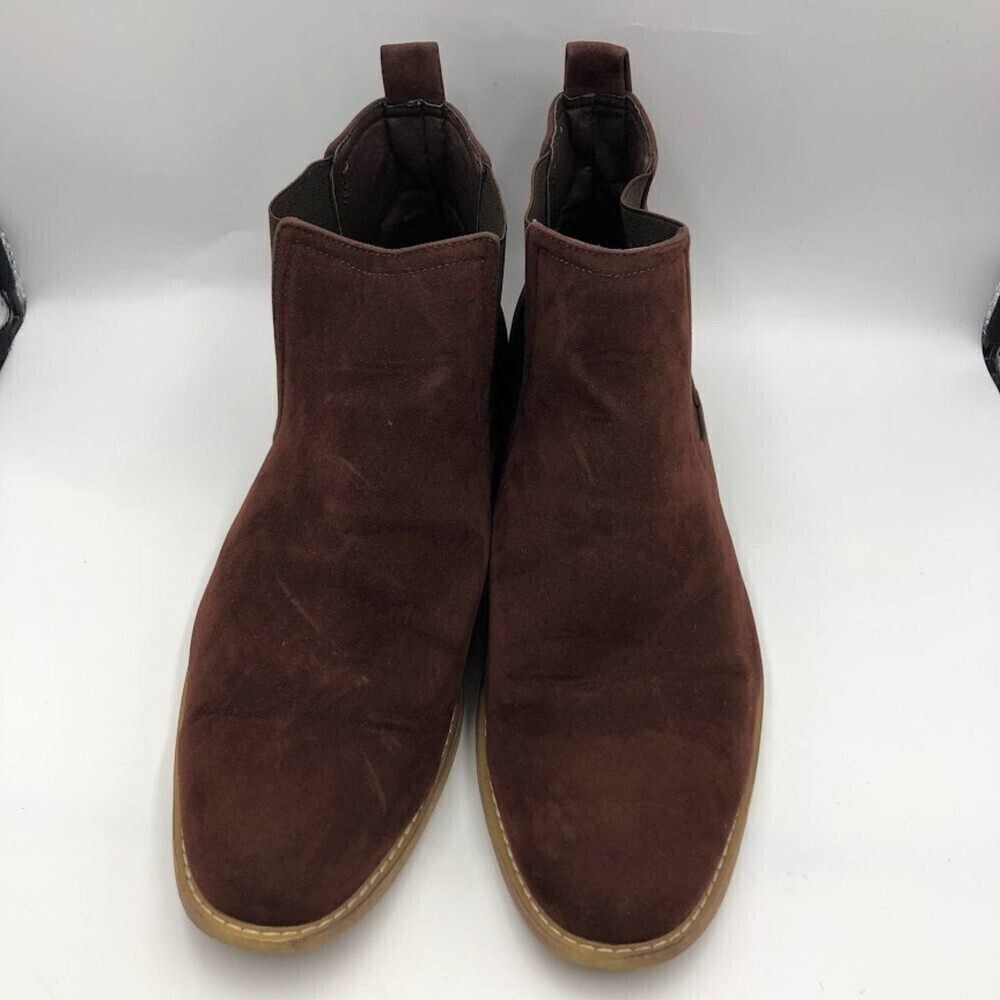 Gino Pheroni Men's Maroon Faux Suede Leather Ankle Boots Calvin Size 13 Slip On - Picture 5 of 15